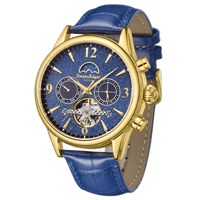 Limited Edition Swan & Edgar Hand Assembled Eclipse  Automatic gold navy