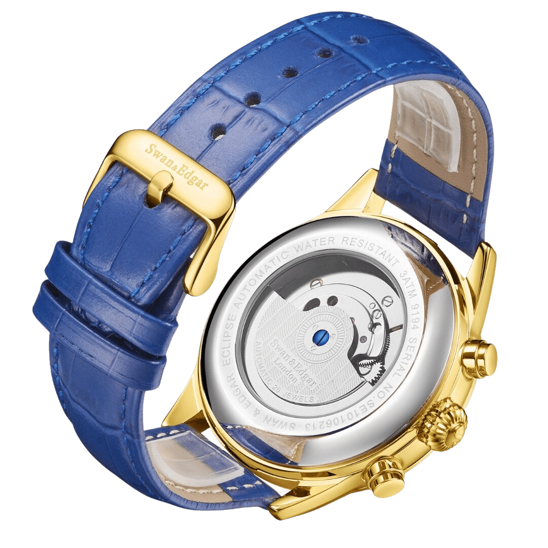 Limited Edition Swan & Edgar Hand Assembled Eclipse  Automatic gold navy