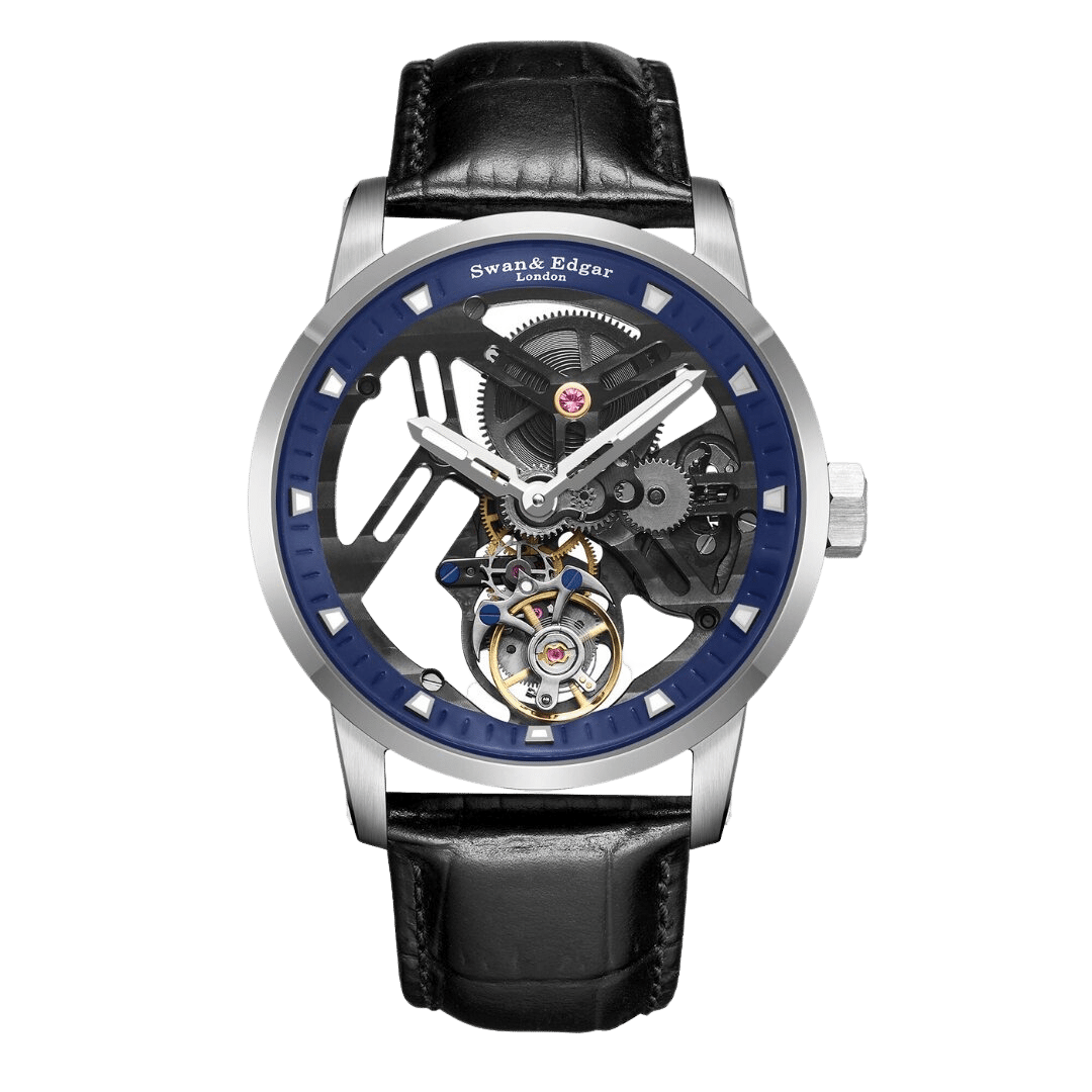Limited Edition Swan & Edgar Hand Assembled Intricacy Tourbillon Automatic steel blue