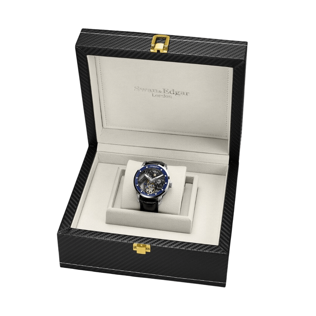 Limited Edition Swan & Edgar Hand Assembled Intricacy Tourbillon Automatic steel blue