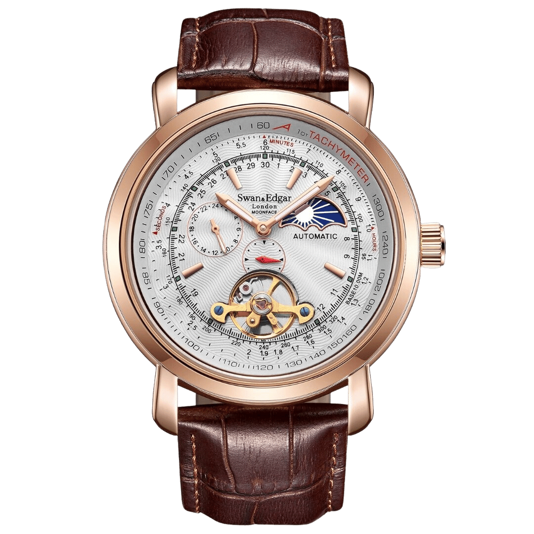 Limited Edition Swan & Edgar Hand Assembled Moonface Automatic Rose & White Mens Watch