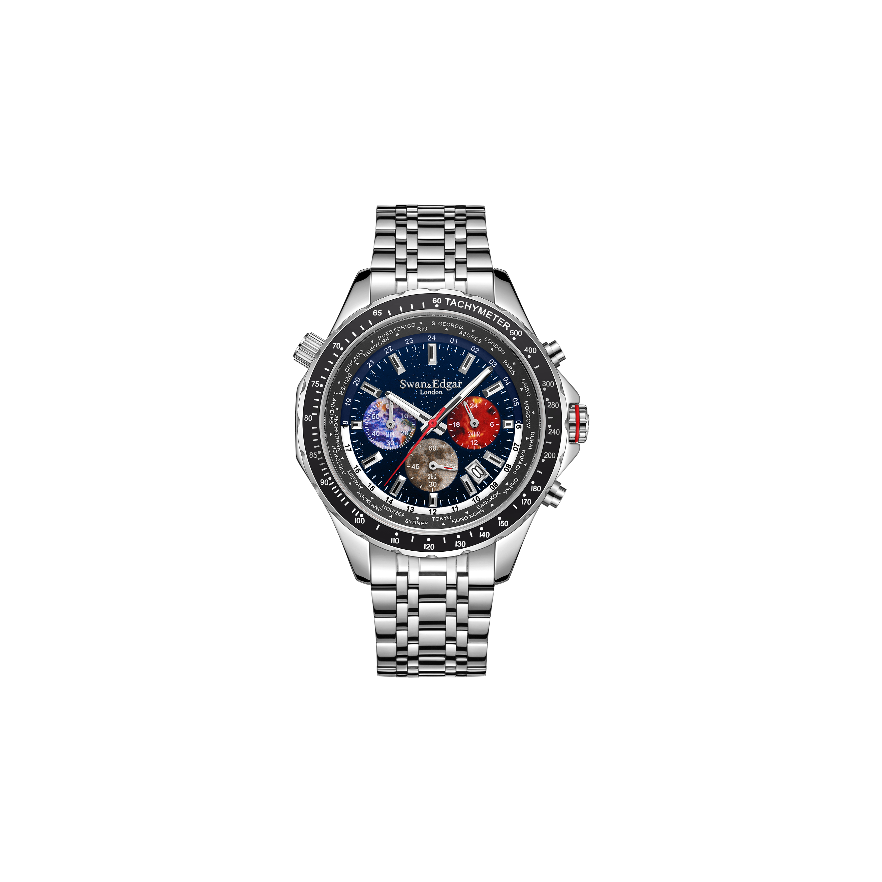 World Timer Mechanical Quartz Hybrid- Steel Matt Blue
