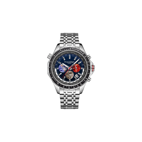 Photo, , World Timer Mechanical Quartz Hybrid- Steel Matt Blue