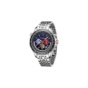 Photo, , World Timer Mechanical Quartz Hybrid- Steel Matt Blue