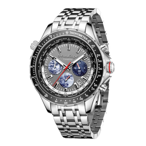 Photo, , World Timer Mechanical Quartz Hybrid- Steel Matt Grey