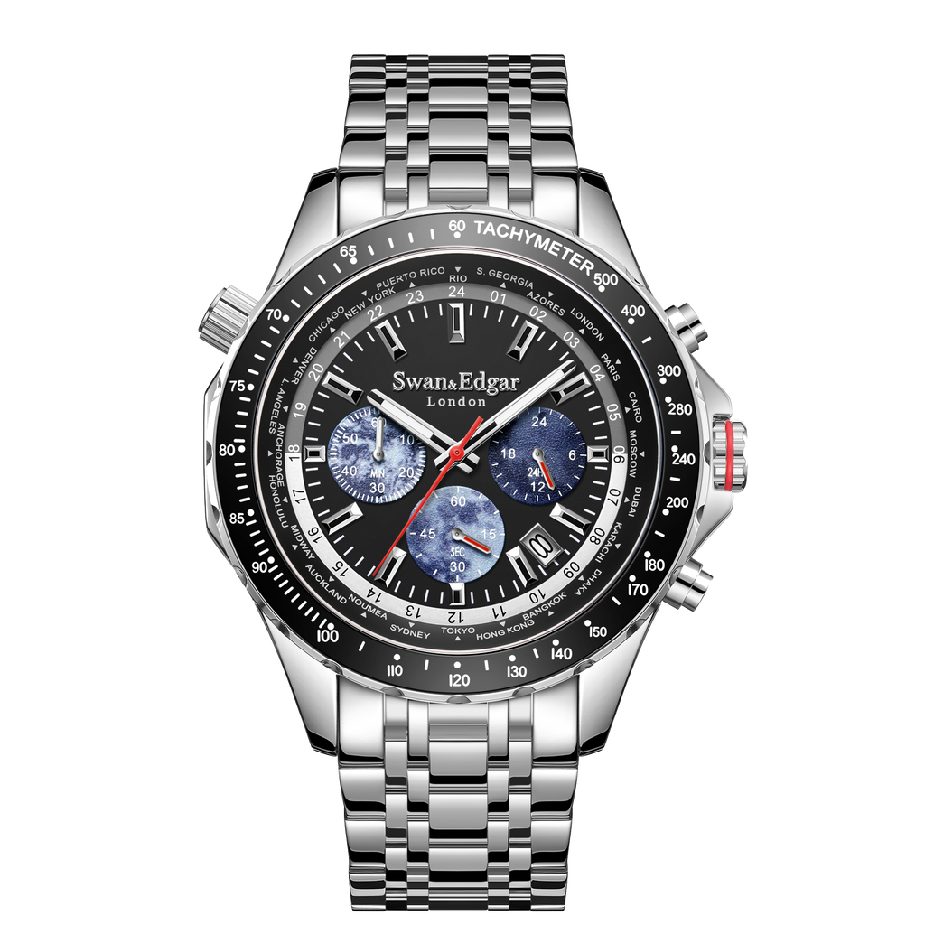 World Timer Mechanical Quartz Hybrid Steel Matt
