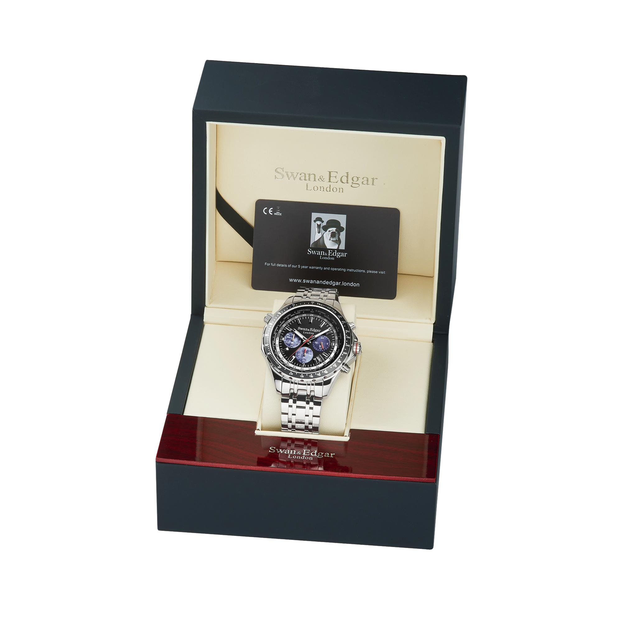Photo, , World Timer Mechanical Quartz Hybrid- Steel Matt Black