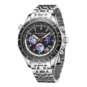 Photo, , World Timer Mechanical Quartz Hybrid- Steel Matt Black