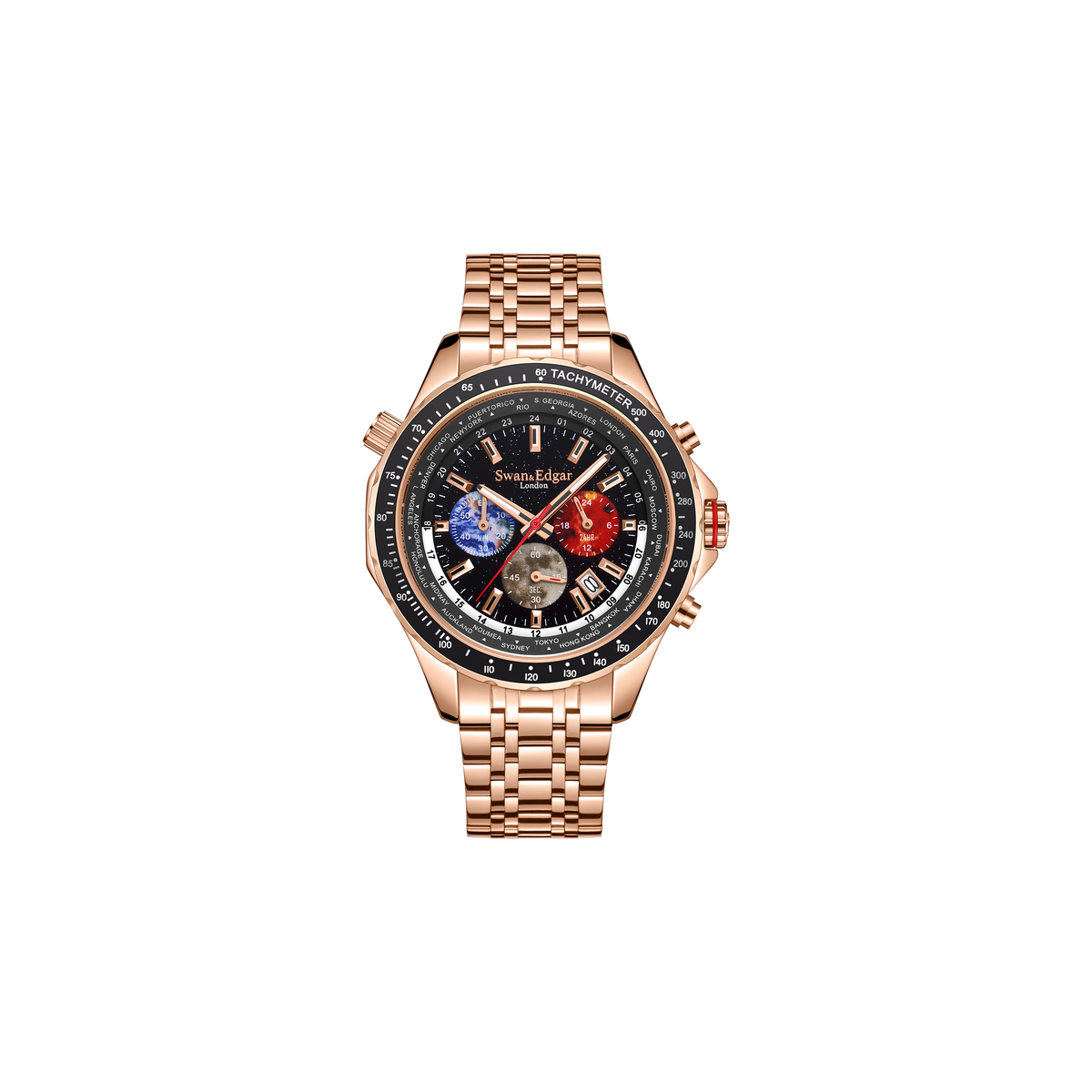 Watches Only, World Timer Mechanical Quartz Rose