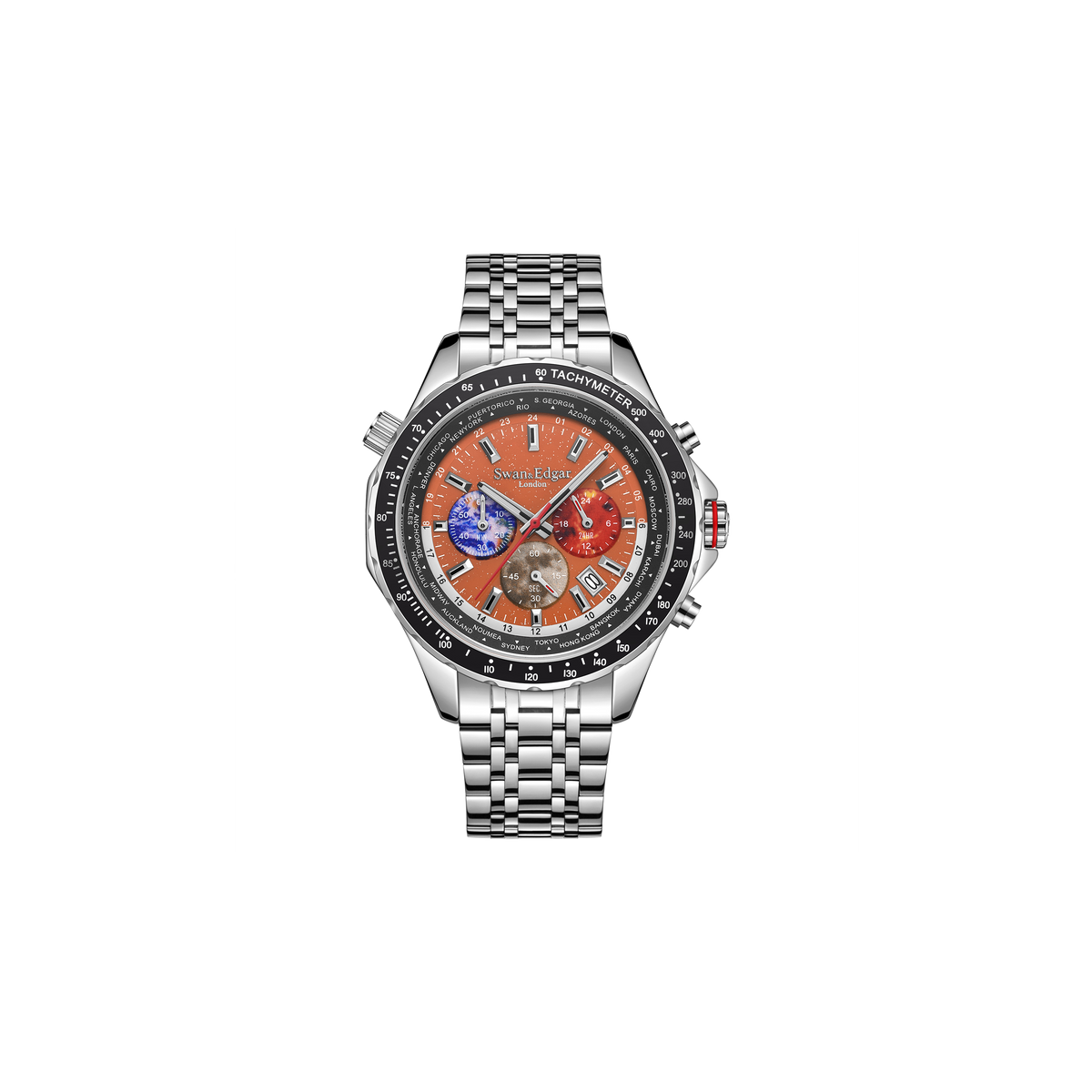 Watches Only, World Timer Mechanical Quartz Orange
