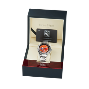 Photo, , World Timer Mechanical Quartz Hybrid- Steel Matt Orange