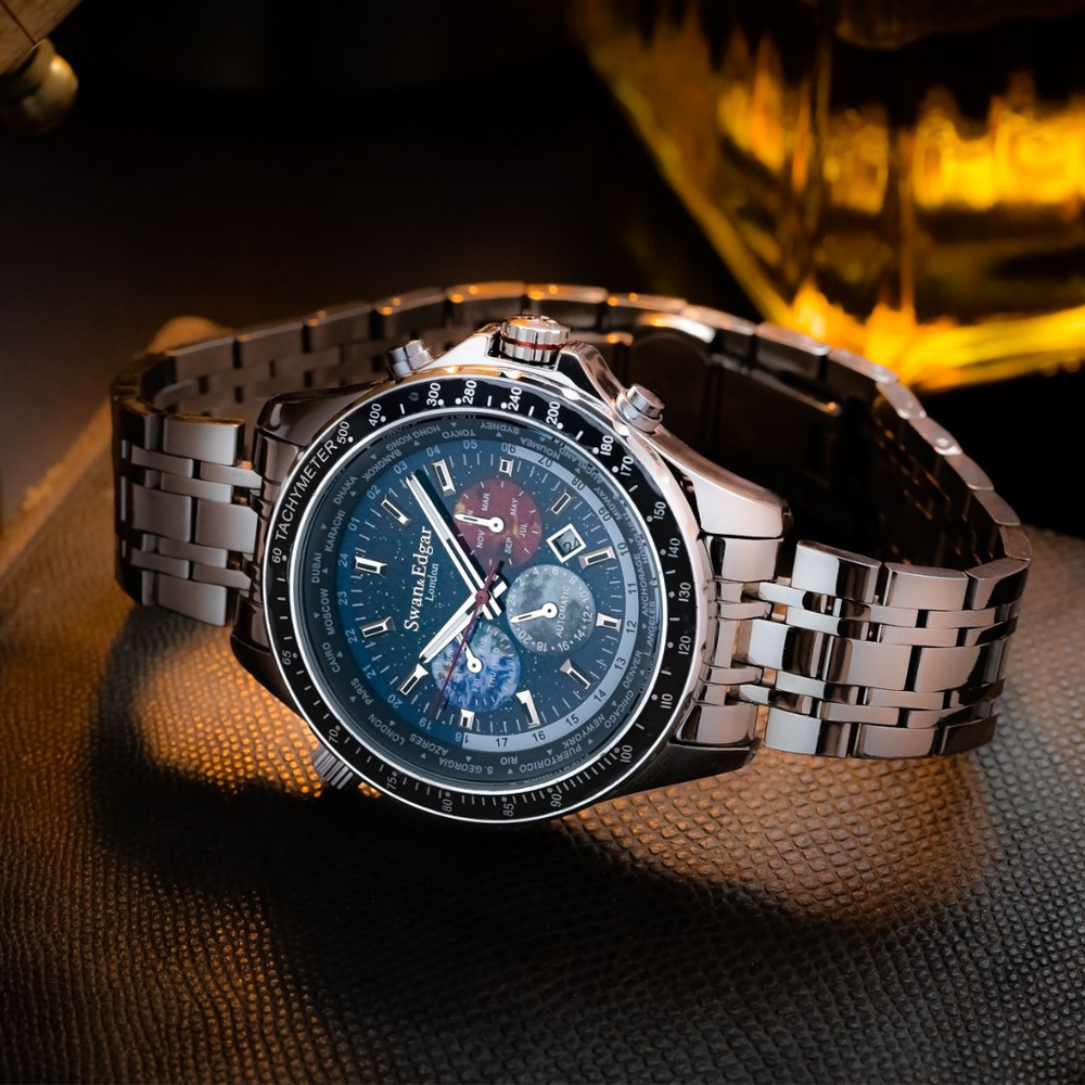 Photo, , World Timer Mechanical Quartz Hybrid- Steel Matt Grey