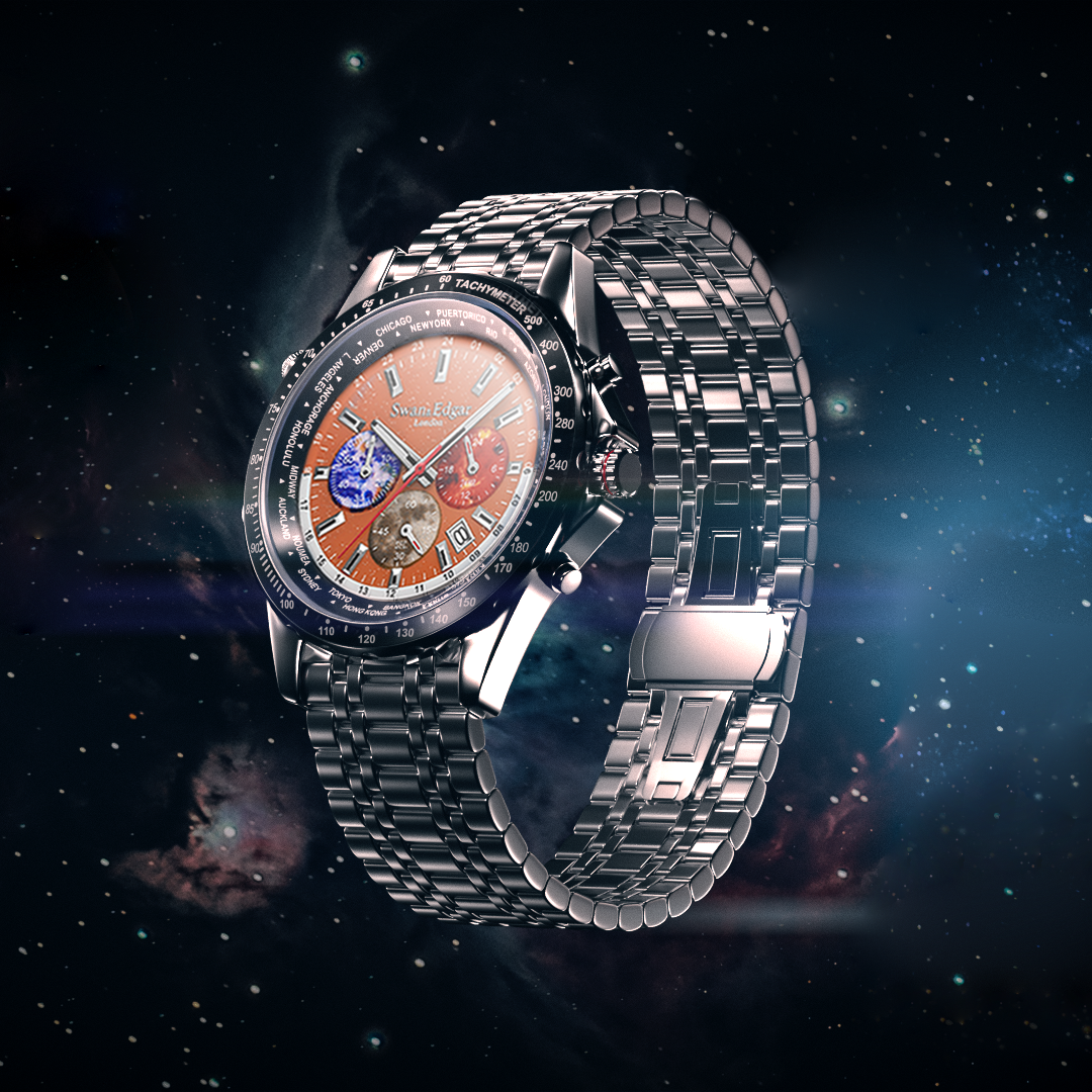 Photo, , World Timer Mechanical Quartz Orange