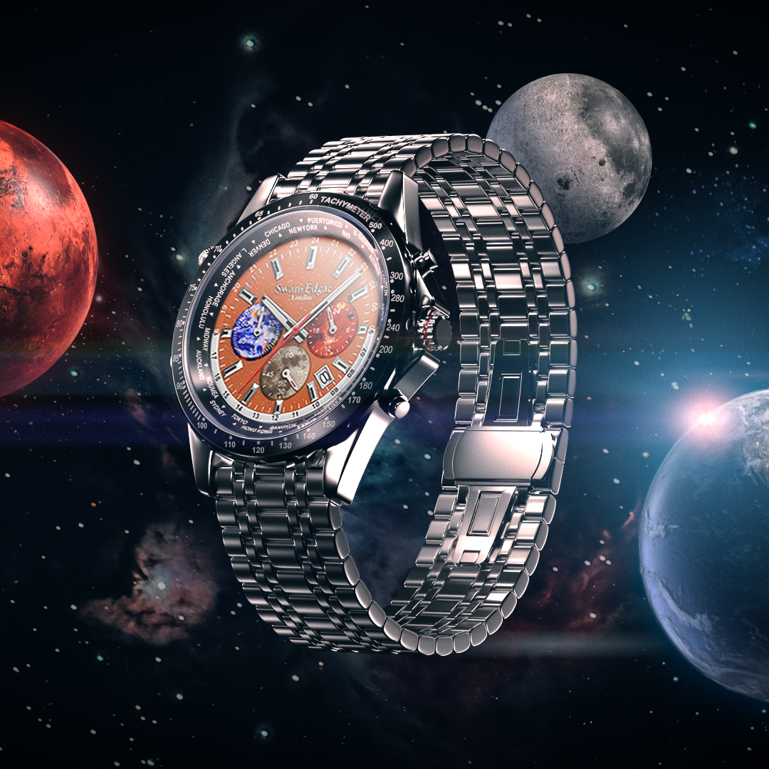 Photo, , World Timer Mechanical Quartz Orange