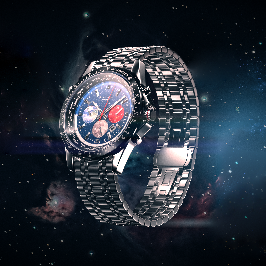 Photo, , World Timer Mechanical Quartz Blue